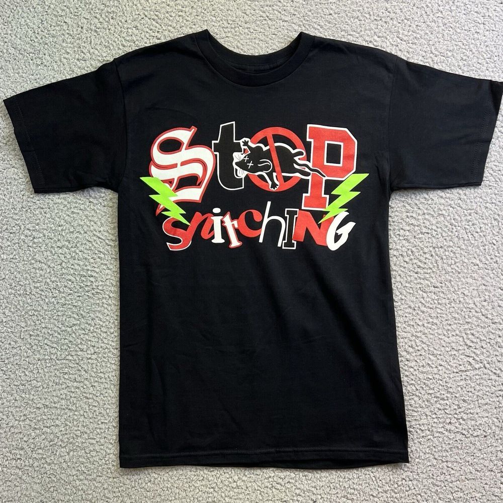 SHHH Brand‎ Men Stop Snitching Graphic T-Shirt Black Size Small